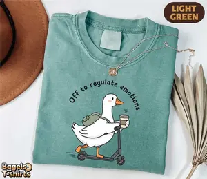 Comfort Colors Off To Regulate Emotions Shirt, Funny Mental Health Teacher Tee, Comfort Colors SEL Counselor T-shirt, Cute Silly Goose Therapist