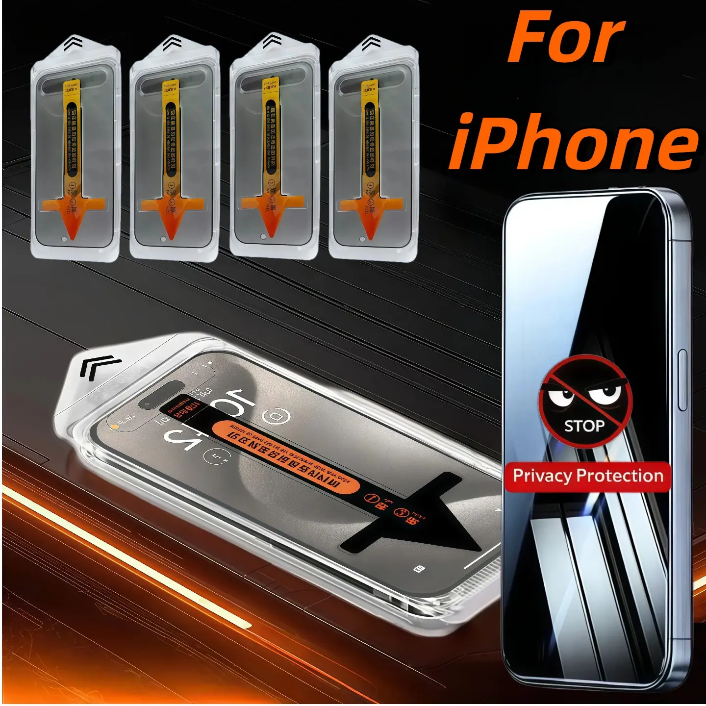 4-Pack Anti-Spy Protective Tempered Glass Screen Protector for Apple iPhone 17-11/x/XS/XR/max Series, Smartphone, Bubble-Free, Dust-Free, 9h Hardness, Easy Install, Cellphone Accessories, Protection