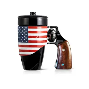 PUKOMC 16oz rotating ceramic mug with a wooden handle. spin-to-relieve-stress design makes. Reusable black cup for coffee or tea Stylish Washable Tumbler Reuse boys christmas gifts Thermal Drinkware Rotatable