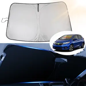 Canvcle Windshield Sun Shade for Honda Fit 2007-2024 Foldable UV Protection Sun Visor Double Thickness Material Blocks UV Rays Keeps Car Cooler Silver Black
