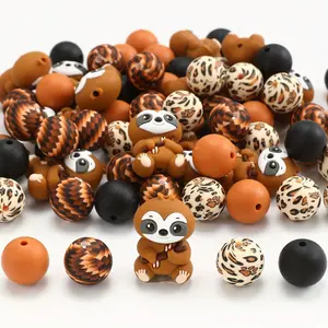 25PCS 3D Sloth Silicone Beads - Cute Cartoon Big Eye Pattern, Durable DIY Keychain Accessories, Pen Decorations, Multicolor Silicone Character Beads, Pen Decoration, Fun Design, Smooth Texture