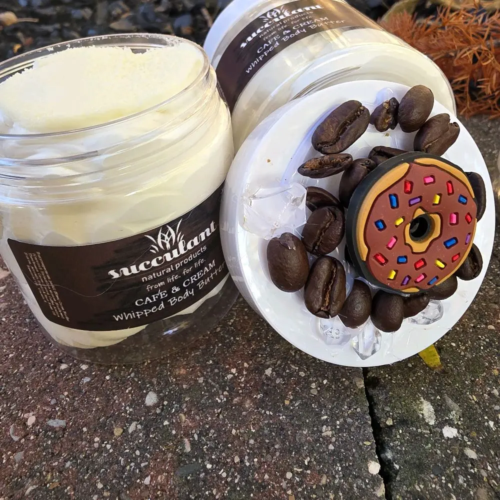 Succulant Café & Cream Coffee-Infused Whipped Body Butter 4oz – Hydrating Shea Mango Moisturizer for Dry Skin, Handmade Vegan