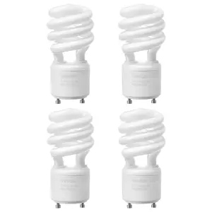 fathersdaygift VEVOR 4-Pack CFL Light Bulbs, 13W Compact Fluorescent Spiral Bulbs with 2700K Warm Light, 900lm Luminous Flux, Twist and Lock GU24 Base, Ideal for Bedrooms, Study Rooms, Living Rooms, Commercial Use