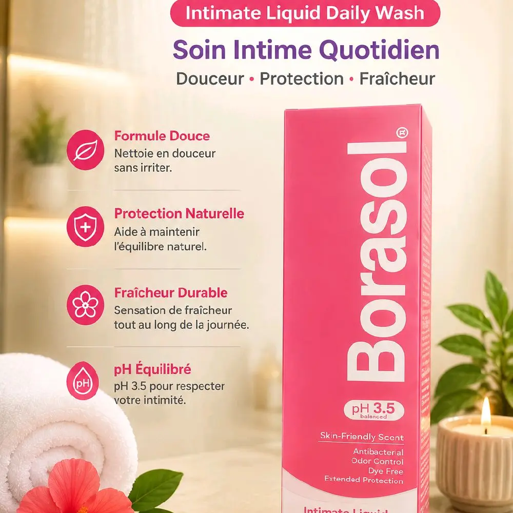 Borasol Antiseptic Feminine Hygiene Powder – pH Balanced, Refreshing Formula,