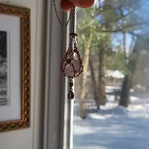 Available Crystals Natural Crystal Necklace Handmade Adjustable Chain Net Bag Pendant Necklace