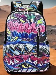 Fashionable Outdoor Commuter Backpack with Spray Paint Ground Pattern, Large Capacity Storage Bag for Teens, Perfect Back-To-School Gift