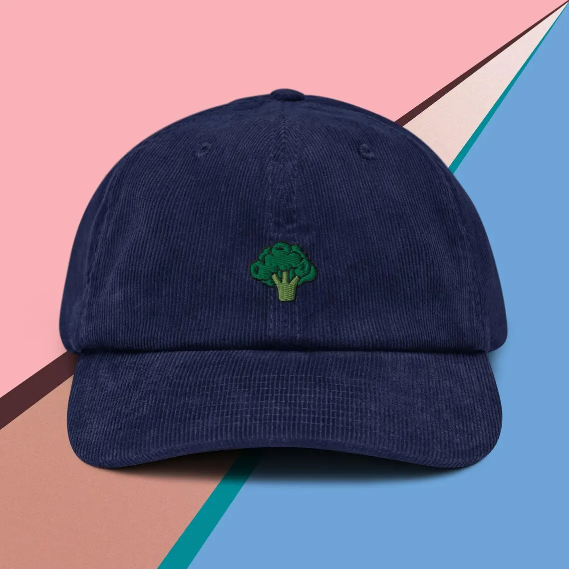 Corduroy Hat with Detailed Broccoli Embroidery, Durable and Fashionable Design, Premium Quality Headwear
