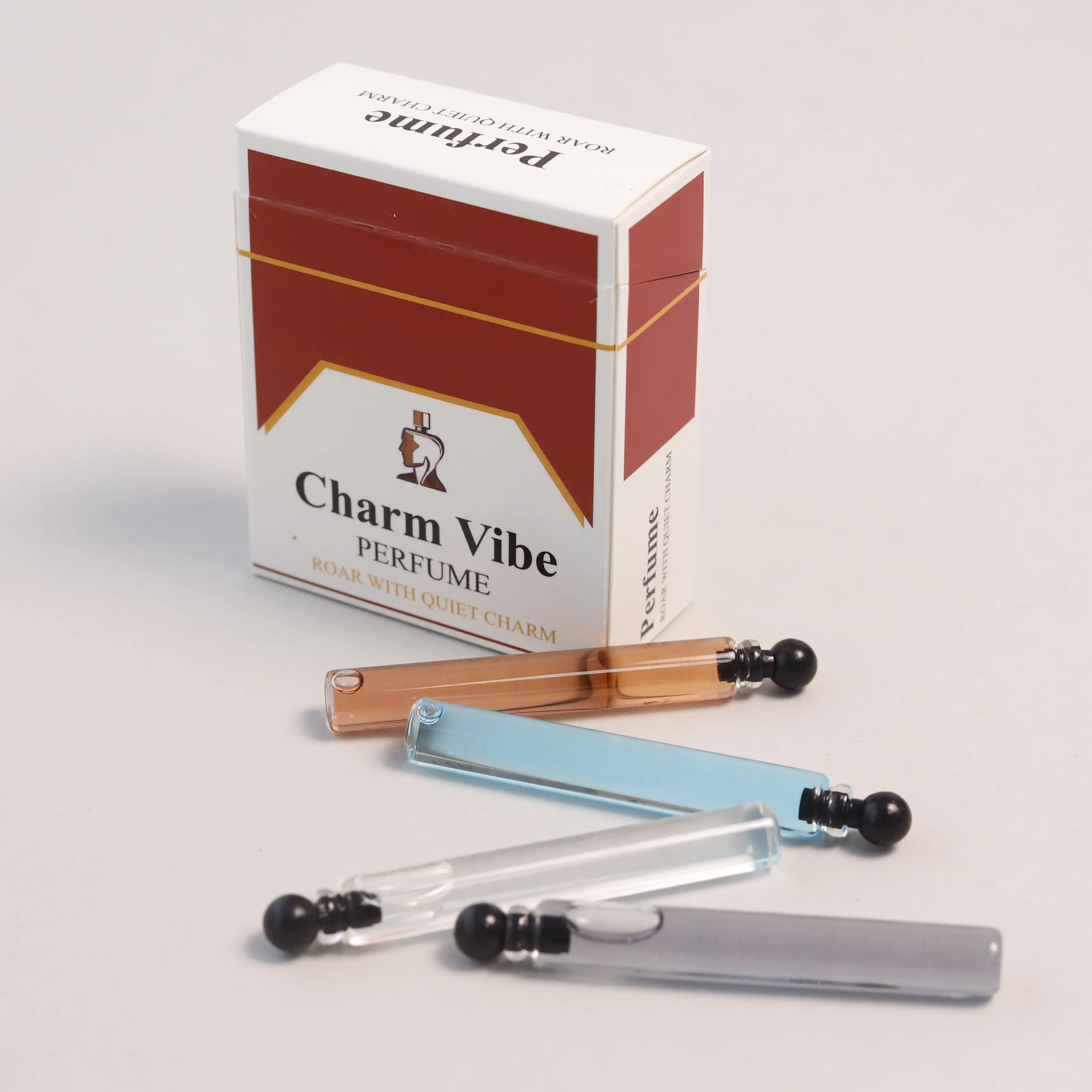 Charm Vibe Pocket Perfume Case, 8 Portable Glass Vials, 4 Unisex Scents (Cedar, Cocoa Pod, Datura, Jasmine), Long-Lasting, Unique Gift for Lovers
