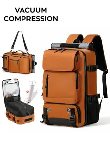 New Vacuum Compression Men's Backpack with Pump, Multi-Functional 16 Inch Laptop Bag, Airline Approved, Camping, Sports, Gym, Business Travel Backpack, Commute, School