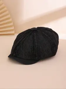 Korean Fashion Washed Octagonal Beret Hat, Vintage British Style Newsboy Cap, Trendy Casual Beanie for Outdoor Wear