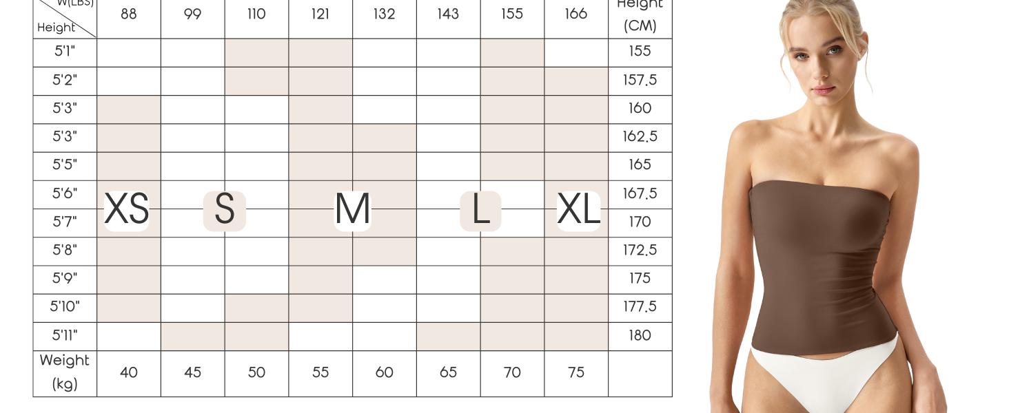 QINSEN Women's Tube Top Double Lined Strapless Bandeau Top Summer Slim Fit Going Out Tank Tops