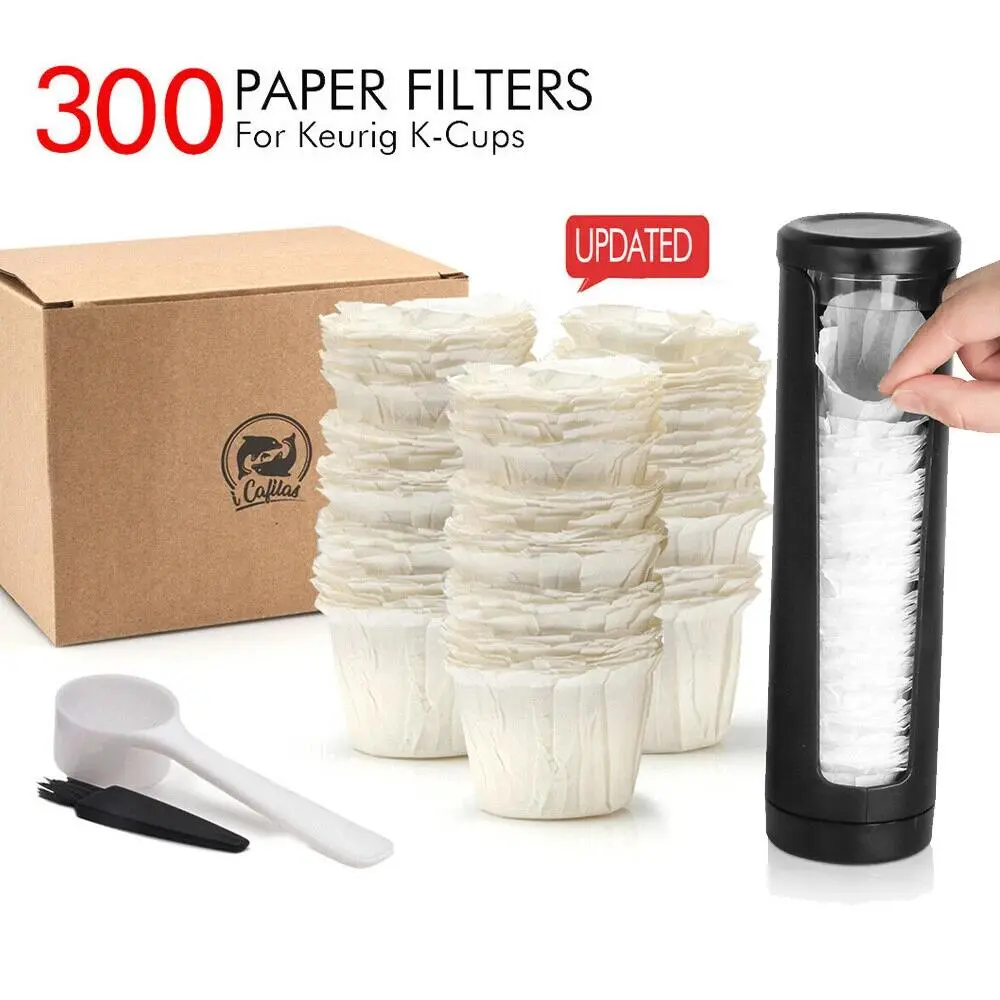 300 Paper Coffee Filters KCups Replacement K-Cup Storage Box For Keuring1.0