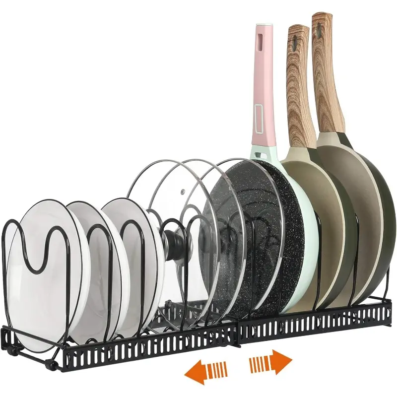 Adjustable Multi-Purpose Pot Organizer Rack For Kitchen Cabinet-Expandable Pots And Pans Organizer With Adjustable Dividers-Home Kitchen Additions For Easy Storage And Organization