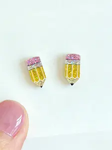 Cute Apple Pencil Stud Earrings, Back-To-School Gift for Teachers, Preppy Style Acrylic Jewelry, All Seasons Accessory