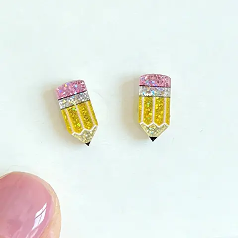 Cute Apple Pencil Stud Earrings, Back-To-School Gift for Teachers, Preppy Style Acrylic Jewelry, Fashionable Earrings, All Seasons Accessory, Ear Studs
