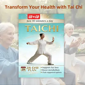 Tai Chi Beginner's Guide Book - 28 Days 10 Minutes Daily, for Middle-Aged & Elderly Health Maintenance, Reduces Stress, Enhances Balance (Educational Office/School Stationery)