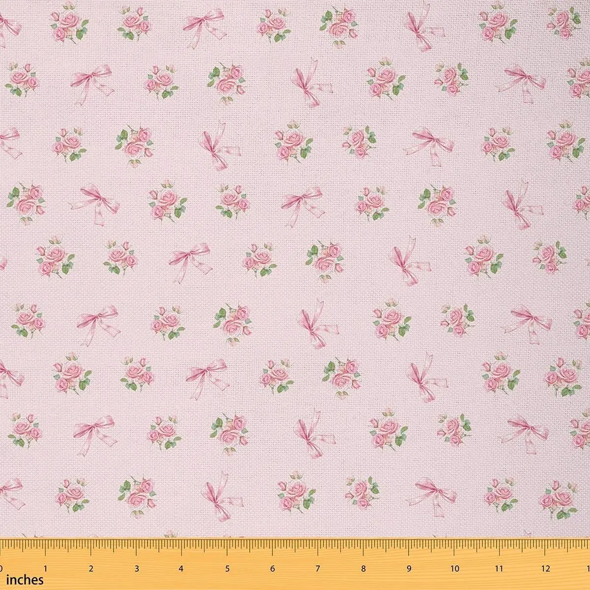 Pink Bow Soft Flannel Fabric Dreamy Princess Bowknot Upholstery Fabric Rose Flower Floral Home DIY Projects,Indoor Decor Kawaii Romantic Lovely Pattern