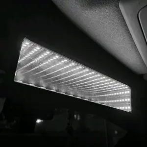 White LED Infinity Broadway Rear View Mirror Galaxy 280MM Wide Flat Interior Clip On Mirror Universal for All Vehicles