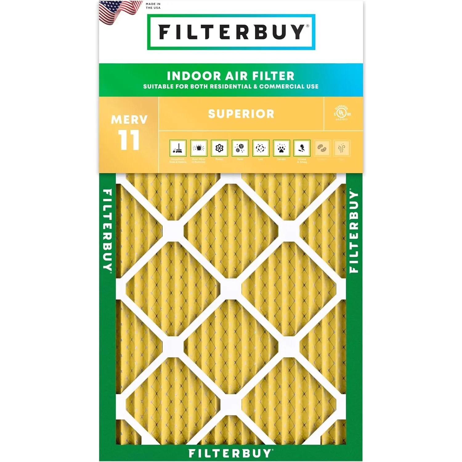 Filterbuy 14x25x1 Replacement HVAC AC Furnace Air Filter (1-Pack) - Pleated Shape MERV 11 Allergen Defense, Synthetic Media, Durable (Actual Size: 13.50x24.50x0.75 in)