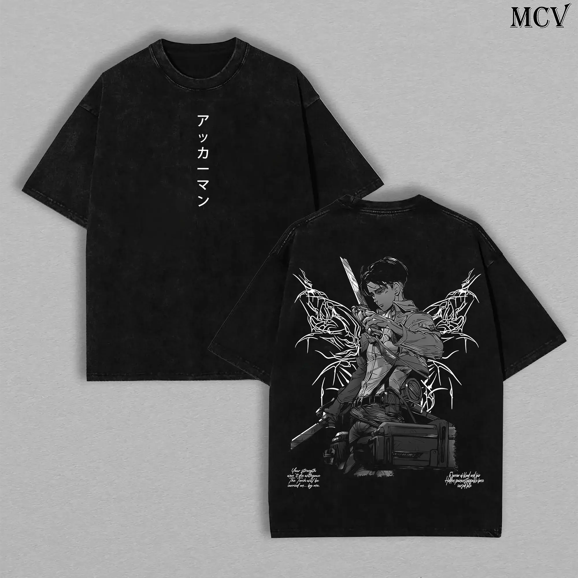 Levi Ackerman Attack on Titan Washed Vintage Oversized T-Shirt, Heavy Cotton Unisex Anime Graphic, AOT Shirt, Levi Tee
