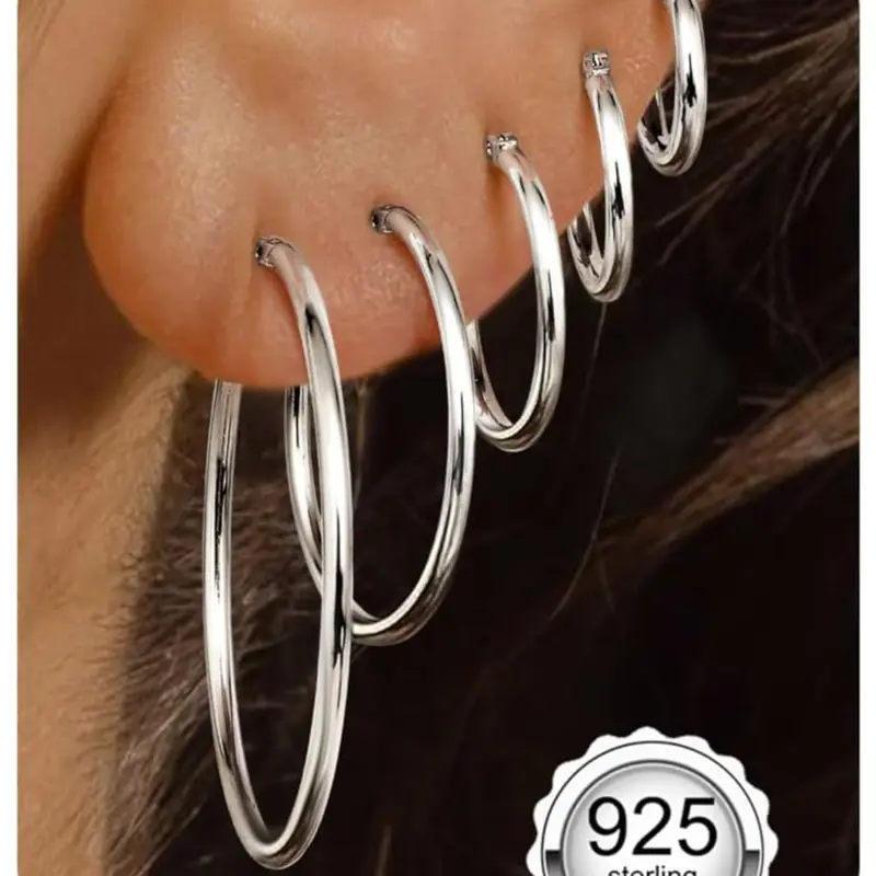 5 Pair Hoop Earrings for Women-Small Hoops Earrings,Hypoallergenic  Hoop Earring for Women-Medium Big Hoops Stack Earring 10/14/20/30/40mm
