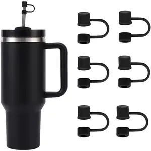 6Pcs Straw Covers Cap Compatible with Stanley Cup 30-40 oz Tumbler, 10mm Silicone Straw Toppers (Cup Not Included)