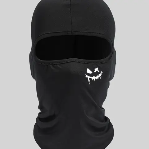 Evil Smiley Face Print Balaclava, Breathable Face Mask, Full Face Mask, Motorcycle Mask, Sports & Outdoor Clothing Accessories for Cycling & Outdoor Sports