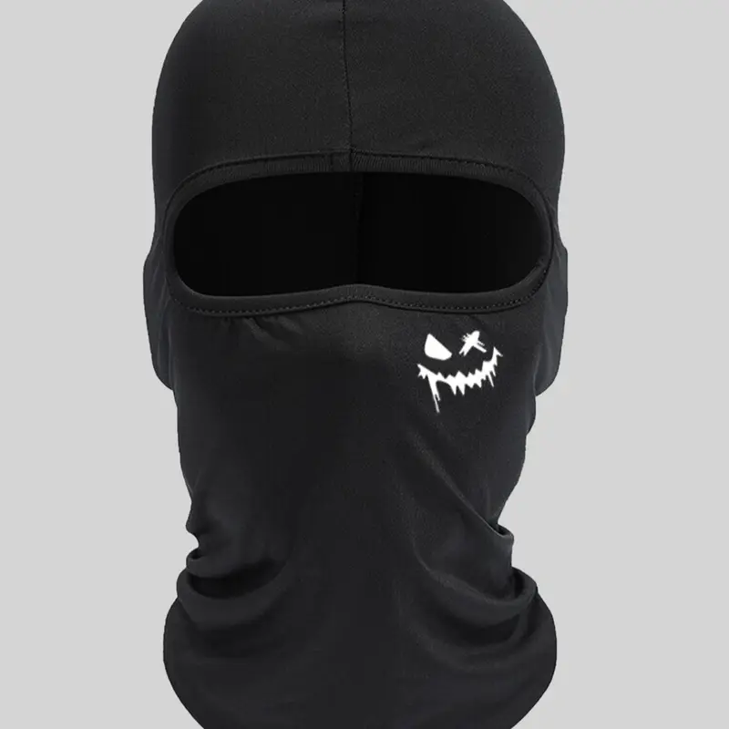 Evil Smiley Face Print Balaclava, Breathable Face Mask, Full Face Mask, Motorcycle Mask, Sports & Outdoor Clothing Accessories for Cycling & Outdoor Sports
