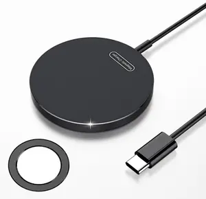 Magnetic Wireless Charger, 15W Fast Magnetic Charger for iPhone 15/14/13/12 Series and AirPods 3/2/Pro, Mag-Safe iPhone Wireless Charging Pad with Magnetic Sticker Included Ideal as Gifts