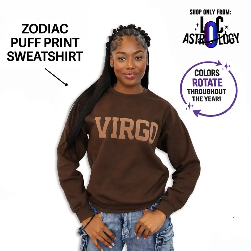 Sweatshirt: Zodiac and Astrology Puff Print Unisex T-Shirts, Choose Your Color Crewneck Style