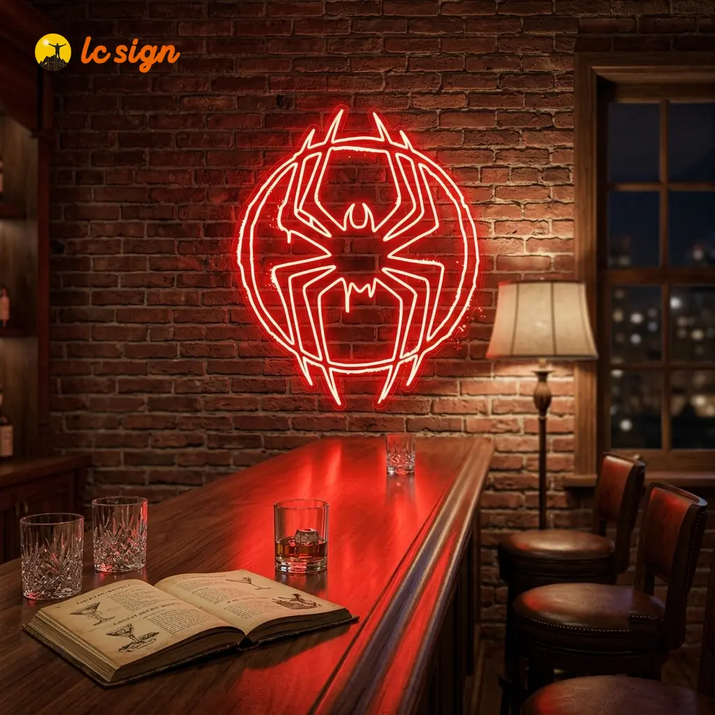 LC SIGN Spider Neon Sign for playrooms,bedrooms, nurseries, playrooms,10.33*11.81n,12.33*14.17in,15.34*17.72in