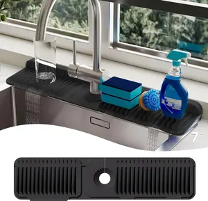 24 Inch Silicone Faucet Mat for Kitchen Sink, Non-Slip Sink Protector, Self-Draining Splash Guard, Easy to Clean Kitchen Accessories, Perfect for Countertop Organization & Home Storage