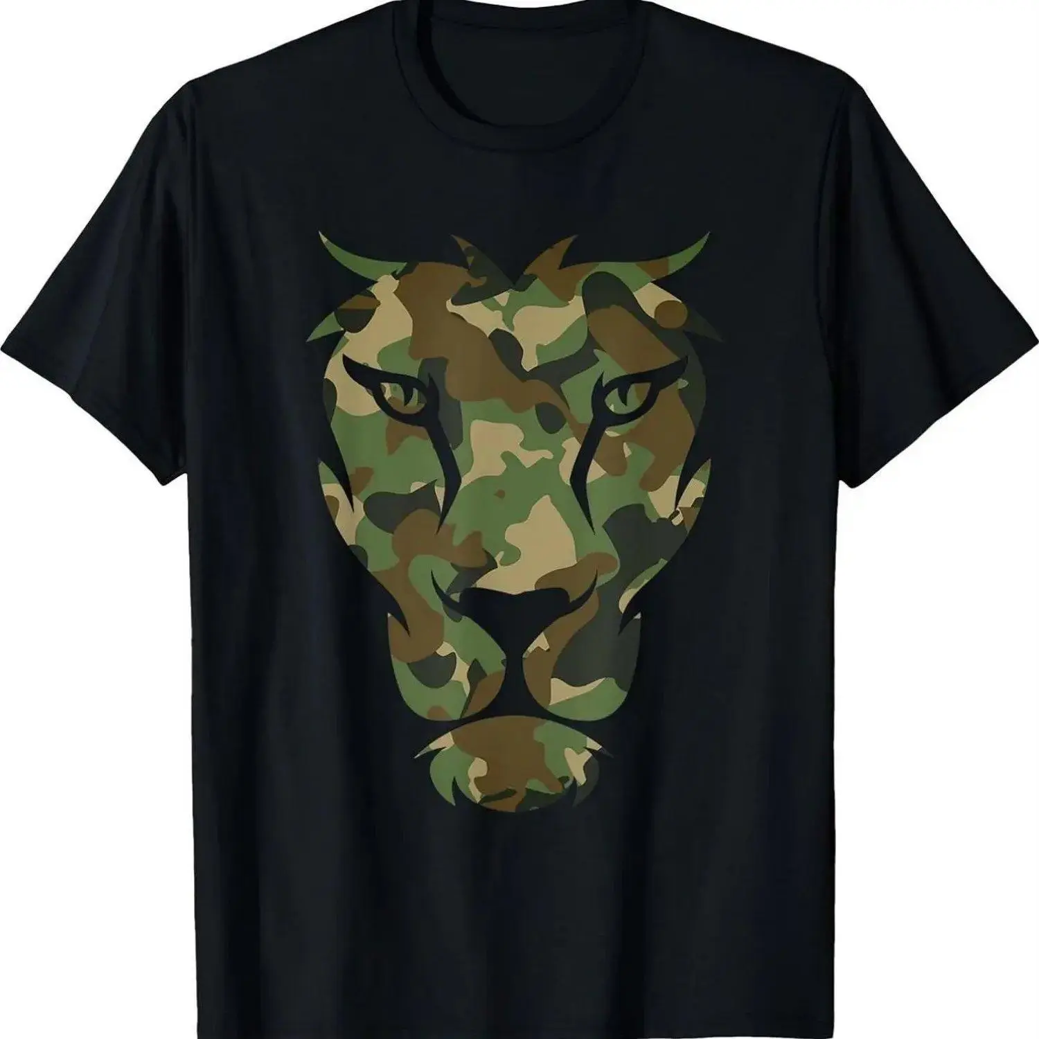 2026 New Arrival Men's Camouflage Lion Head T-Shirt - Breathable Soft Round Neck Short-Sleeve Outdoor Fabric Casual Streetwear Dad Gift Top Graphic Tee Summer Tees,clothes for back to school,first day of school outfits