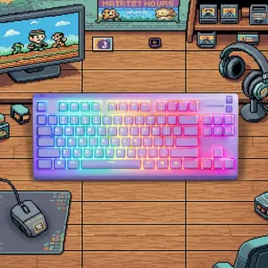 SteelSeries Apex 3 TKL Gaming Keyboard | Lavender RGB | Tenkeyless | 8-Zone RGB | Water & Dust Resistant | Whisper-Quiet Switches