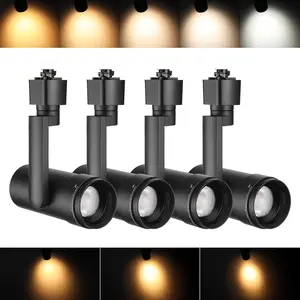 LEONLITE Zoomable LED Track Light Heads 5CCT, Dimmable Retail Ceiling Track Light Fixture for Store Shop, CRI90 Ultra Bright, Matte Black (4 pack / 8 pack)