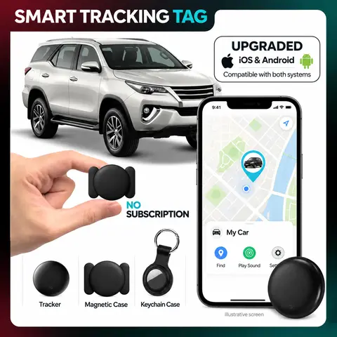 Hidden Magnetic Mini Cordless Wireless Positioning Tracker - Real-Time Monitoring, Waterproof Tracking, Remote Control, No Subscription, Find My Compatible, iOS & Android Support, Car-Mounted GPS Trackers, Includes Charging Cable
