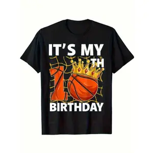 Funny It's My 10th Birthday 10 Years Old Basketball Boys T-Shirt For Boy Girl, Soft Fabric, Breathable Short Sleeve Tees