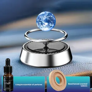 Solar-powered planet car perfume with long-lasting fragrance, high-end car dashboard decoration accessory，freshener car stuff air conditioner fan