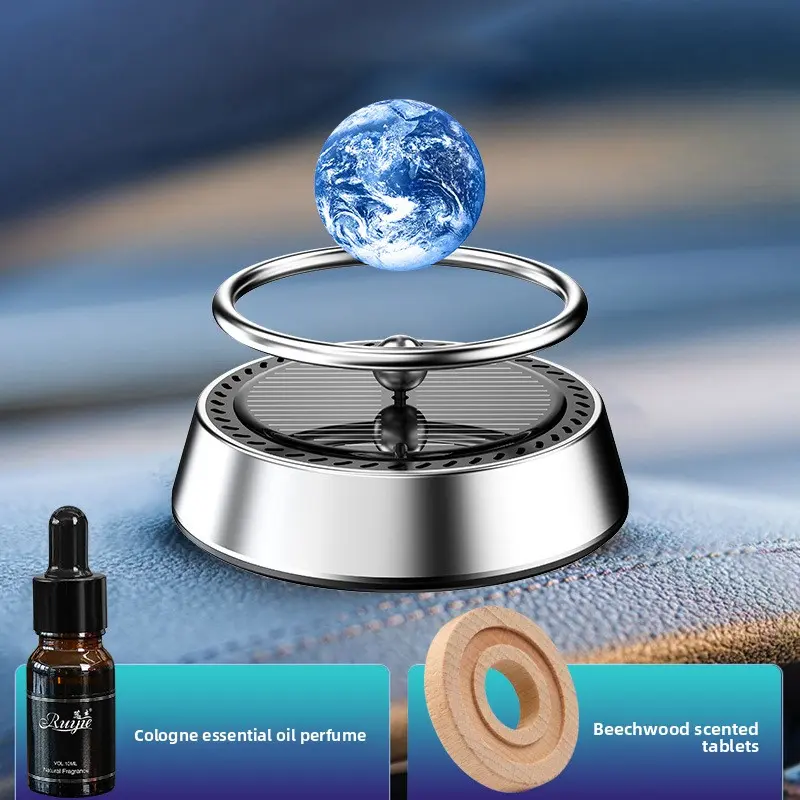 Solar-powered planet car perfume with long-lasting fragrance, high-end car dashboard decoration accessory，freshener car stuff air conditioner fan Car Scent Diffuser Car Aroma Diffuser