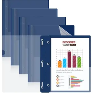 Plastic Report Covers with 3 Prong Fasteners, Clear Front, for 8.5x11 Letter Size Paper, Resume Portfolio Folder, Presentation Document Report Cover for School, Office, Business, Navy Blue