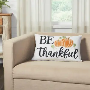 Sable Ann Buffalo Check Be Thankful Pumpkin Pillow