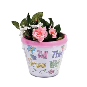 4" Color Your Own Growing in God’s Grace Flower Pots - 12 Pc.