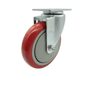 Service Caster MCM-SCC-20S514-PPUB-RED Replacement for McMaster Carr Caster 2426T54 - Swivel Top Plate Caster with 5 in. Red Polyurethane Wheel - 350 lbs Capacity per Caster