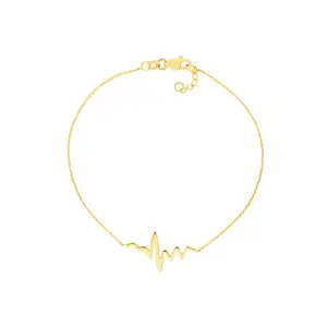 14K Gold Heartbeat Bracelet