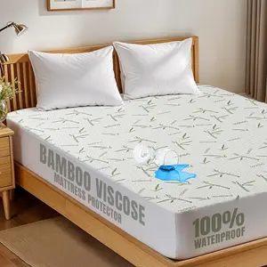 Cooling Mattress Protector  Size, 200 GSM Viscose Made from  Mattress Cover, Fits 17 Inches Deep, Fitted Style with Stretchable Pockets