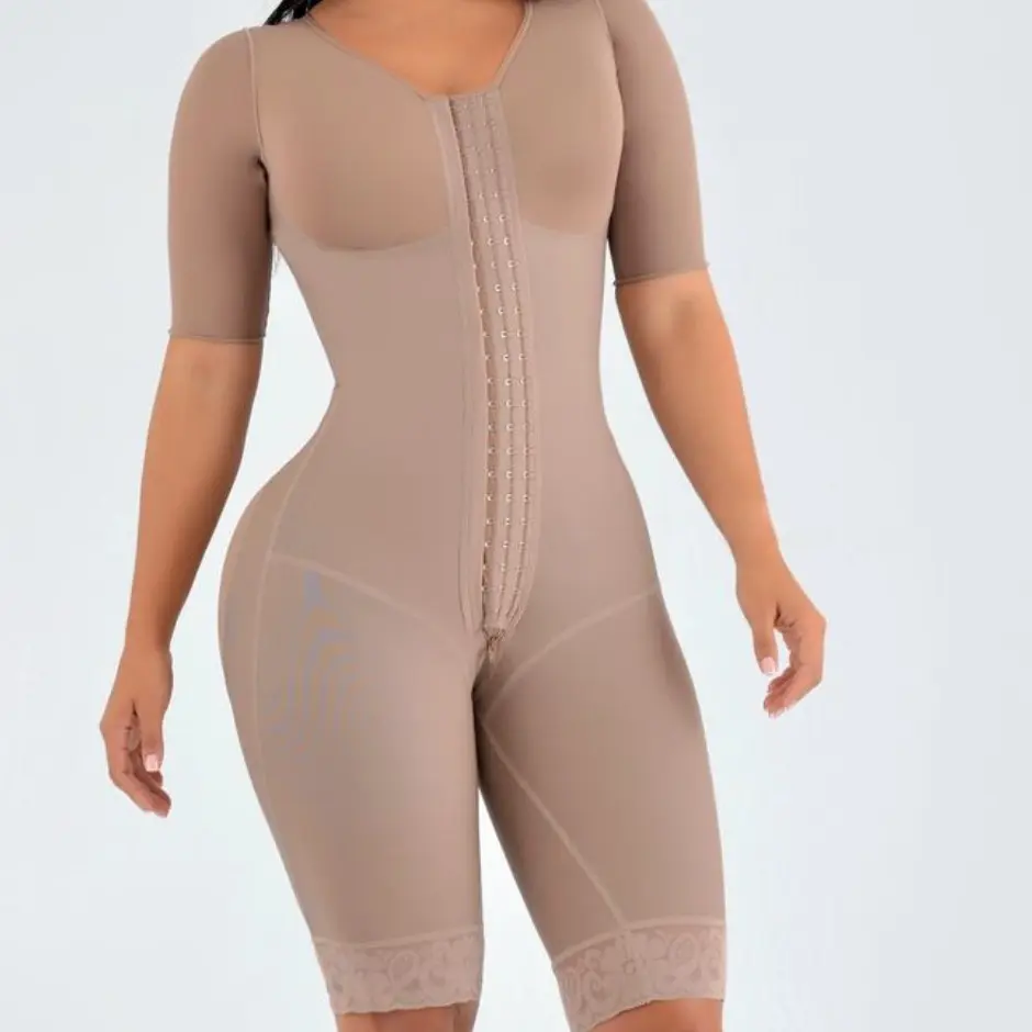 FajasGisell Luxe Bra with Sleeves Women's Shapewear High Compression Garment for Postpartum Recovery & BBL Support with 3 Rows of Hooks & Back Zipper