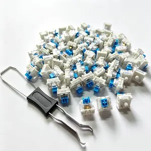 50 count Blue 3-Pin Pre-Lubricated Tactile Mechanical Keyboard Switches, Dust-Proof Replacement with Disassembly Tool for LED Gaming Keyboards, DIY  Printed Keypads & Clickers for  Prints