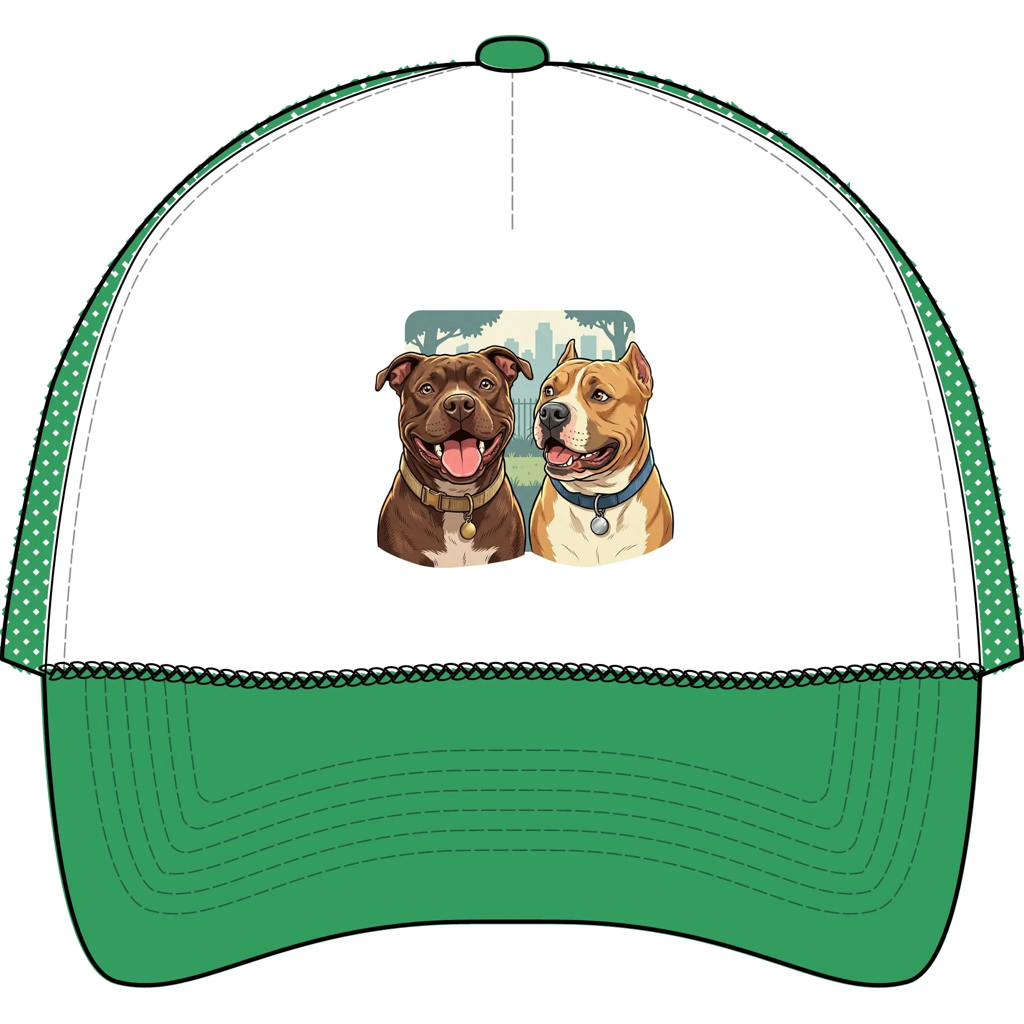 Cute Pitbull Pair Trucker Cap | Dog Portrait Hat