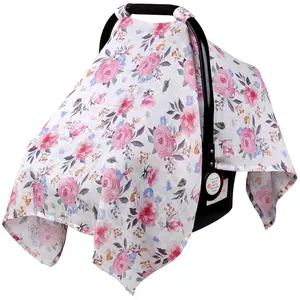 Muslin  Seat Cover , Carseat Covers  Girl Boy, Breathable Lightweight   Seat Cover,  Carrier Cover  Seat Canopy  Sun Shade for Summer & Hot Day, Universal Fit