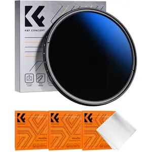 【K&F CONCEPT】 Variable ND Lens Filter ND2-ND400 (1-9 Stops) 18 Multi-Layer Coatings Adjustable Neutral Density Ultra Slim Lens Filter for Camera Lens (K-Series) Metal